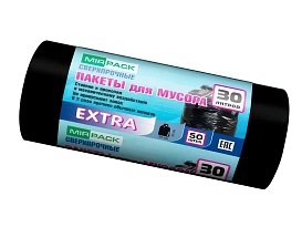 Мешки для мусора 30 л, ароматизированные, черные, в рулоне 50 шт., ПНД, 12 мкм, 600х500 мм, EXTRA, 3050500 в Самаре