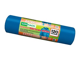 Мешки для мусора 120 л, синие, в рулоне 10 шт., ПНД, 14 мкм, 1100х700 мм, EXTRA, ex1201802 в Самаре