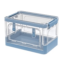 Ящик пластиковый складной прозрачный, дно синее, 360х235х230 мм, с колесиками в Самаре