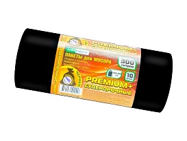 Мешки для мусора 300 л, черные, в рулоне 10 шт., ПВД 70 мкм, 1400х1000 мм, PREMIUM+, 30010160 в Самаре