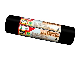 Мешки для мусора 120 л, черные, в рулоне 10 шт., ПНД, 12 мкм, 1100х700 мм, MIRPACK Classik, 1201011 в Самаре