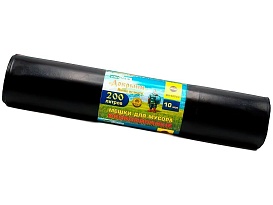 Мешки для мусора 200 л, ароматизированные, черные, в рулоне 10 шт., ПВД, 100 мкм, 1200х800 мм, Добрыня, Dob20010black в Самаре