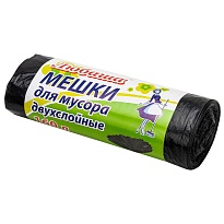 Мешки для мусора 160 л, черные, в рулоне 10 шт., ПВД, 23 мкм, 1200х900 мм, Любаша, 607681 в Самаре