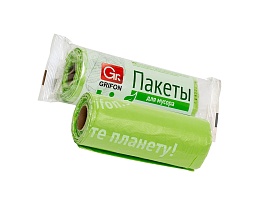 Мешки для мусора 30 л, биоразлагаемые, на втулке, зеленые, в рулоне 20 шт., ПНД, 12 мкм, 600х500 мм, GRIFON Bio, 100-031 в Самаре