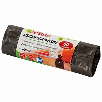 Мешки для мусора 60 л, черные, в рулоне 20 шт., ПНД, 5 мкм, 650х570 мм, Любаша, 605331 в Самаре