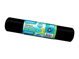 Мешки для мусора 240 л, черные, в рулоне 10 шт., ПВД 80 мкм, 1300х930 мм, EXPORT, exp 24010167 в Самаре