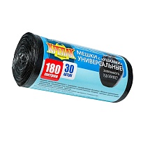 Мешки для мусора 180 л, с ушками, черные, в рулоне 30 шт., ПНД, 20 мкм, 1150х800 мм, Крепак, 4607075710399 в Самаре