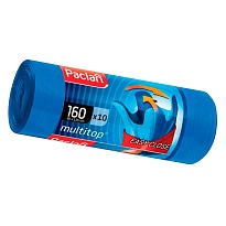 Мешки для мусора 160 л, с ушками, синие, в рулоне 10 шт., ПВД, 30 мкм, 1250х900 мм, PACLAN Multitop, 604064 в Самаре