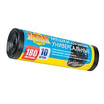 Мешки для мусора 180 л, черные, в рулоне 10 шт., ПНД, 20 мкм, 1150х800 мм, Крепак, 4607075710481 в Самаре