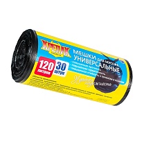 Мешки для мусора 120 л, черные, в рулоне 30 шт., ПНД, 15 мкм, 1100х700 мм, Крепак, 4607075710122 в Самаре