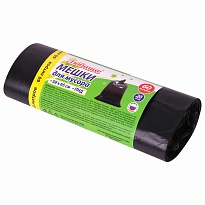 ММешки для мусора 60 л, черные, в рулоне 20 шт., ПНД, 8 мкм, 650х580 мм, Любаша, 608092 в Самаре