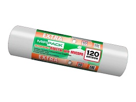 Мешки для мусора 120 л, белые, в рулоне 10 шт., ПНД, 14 мкм, 1100х700 мм, EXTRA, ex1201803 в Самаре