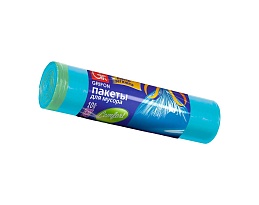Мешки для мусора 120 л, с завязками, голубые, в рулоне 10 шт., ПНД, 18 мкм, 1100х700 мм, GRIFON, 101-065 в Самаре