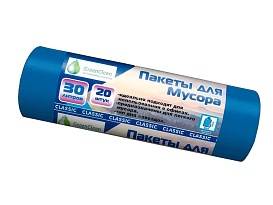 Мешки для мусора 30 л, синие, в рулоне 20 шт., ПНД, 7 мкм, 600х500 мм, MIRPACK Classik, 302041 в Самаре