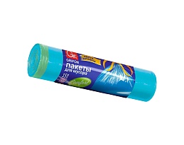 Мешки для мусора 50 л, с завязками, голубые, в рулоне 15 шт., ПНД, 14 мкм, 700х600 мм, GRIFON, 101-063 в Самаре