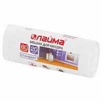 Мешки для мусора 60 л, белые, в рулоне 20 шт., ПНД, 7 мкм, 680х580 мм, LAIMA, 605539 в Самаре