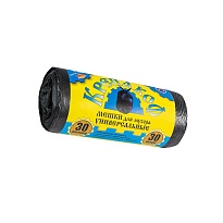 Мешки для мусора 30 л, с ушками, черные, в рулоне 30 шт., ПНД, 8 мкм, 580х460 мм, Крепакоф, 4607075710238 в Самаре