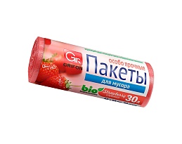 Мешки для мусора 30 л, ароматизированные, Клубника, красные, в рулоне 20 шт., ПНД, 9 мкм, 560х530 мм, GRIFON Aroma, 101-020 K в Самаре