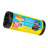 Мешки для мусора 20 л, черные, в рулоне 30 шт., ПНД, 10 мкм, 550х440 мм, Крепак, 4607075710092 в Самаре