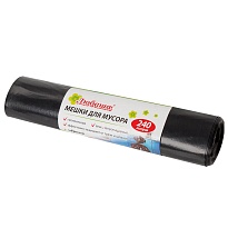 Мешки для мусора 240 л, черные, в рулоне 5 шт., ПВД 30 мкм, 1300х900 мм, Любаша, 605338 в Самаре