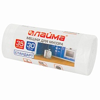 Мешки для мусора 35 л, белые, в рулоне 30 шт., ПНД, 6 мкм, 550х480 мм, LAIMA, 605538 в Самаре