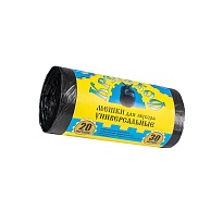 Мешки для мусора 20 л, с ушками, черные, в рулоне 30 шт., ПНД, 10 мкм, 550х440 мм, Крепакоф, 4607075710221 в Самаре