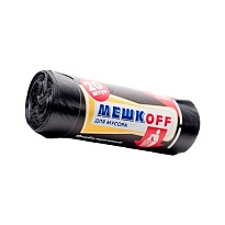Мешки для мусора 60 л, черные, в рулоне 20 шт., ПНД, 9 мкм, 700х600 мм, МЕШКОFF, 4045 в Самаре