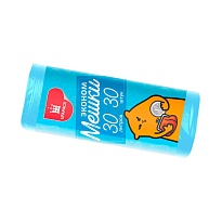 Мешки для мусора 30 л, синие, в рулоне 30 шт., ПНД, 5 мкм, 560х480 мм, Эконом, МЭ3841 (ПМ-30-30) в Самаре